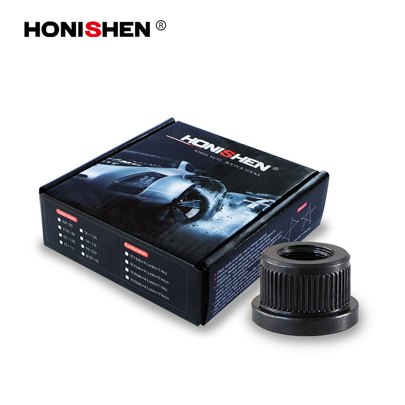 8 Grade 0.59" Open End Flat Seat Black Lug Nuts 11105BK