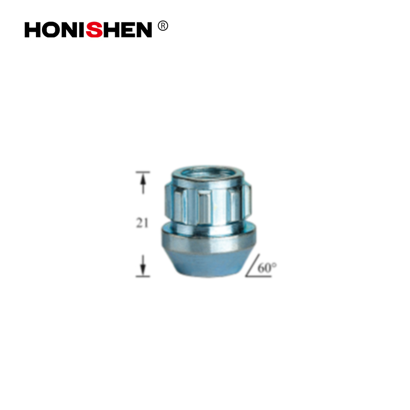 4 Nuts+1 Key 0.83" Open End Zinc Anti Theft Car Wheel Lock Nuts Set 41500