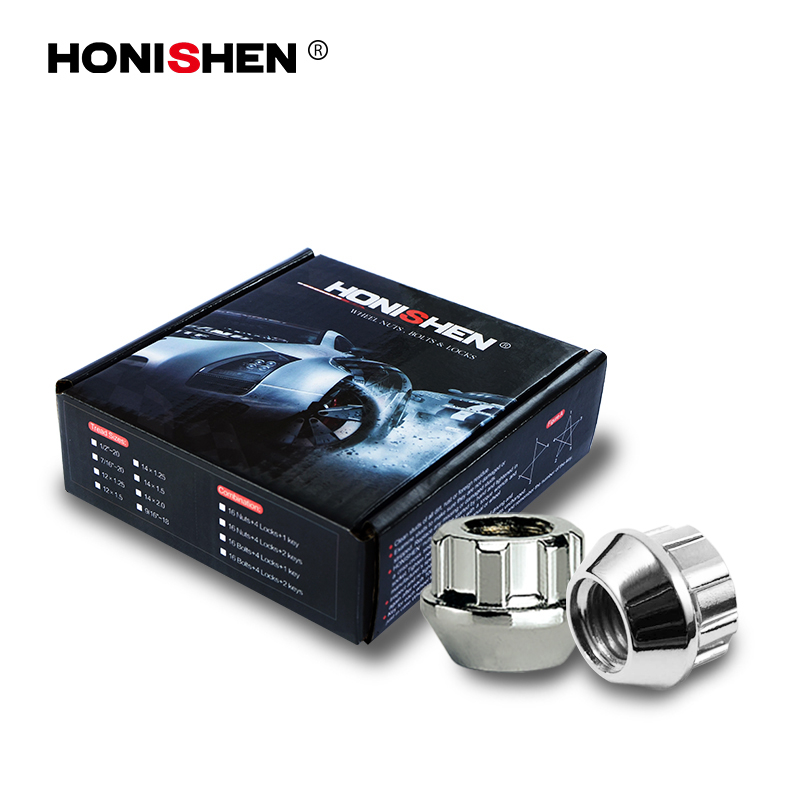 4 Nuts+1 Key 0.67" Open End Wheel Lock Lug Nuts 41100