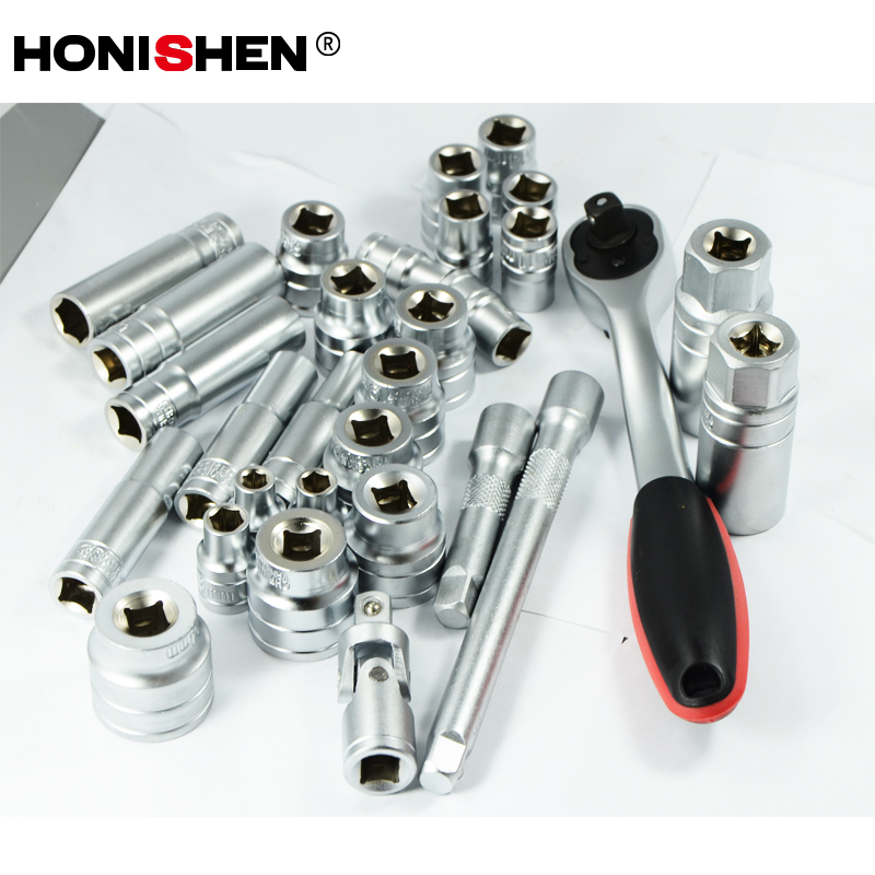 30pcs 3/8" Dr. Cr-V Steel Matt Chrome Plating Sockets Sets DGTT20