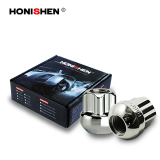 4 Nuts+1 Key 0.96" Open End Wheel Locking Lug Nuts Set 41300