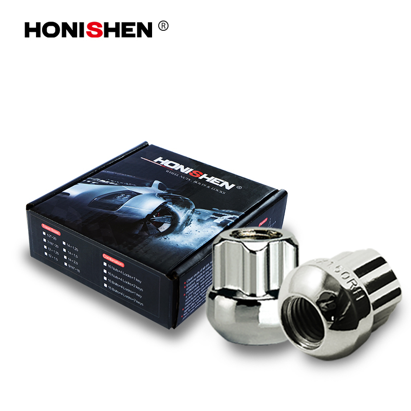 4 Nuts+1 Key 0.96" Open End Wheel Locking Lug Nuts Set 41300