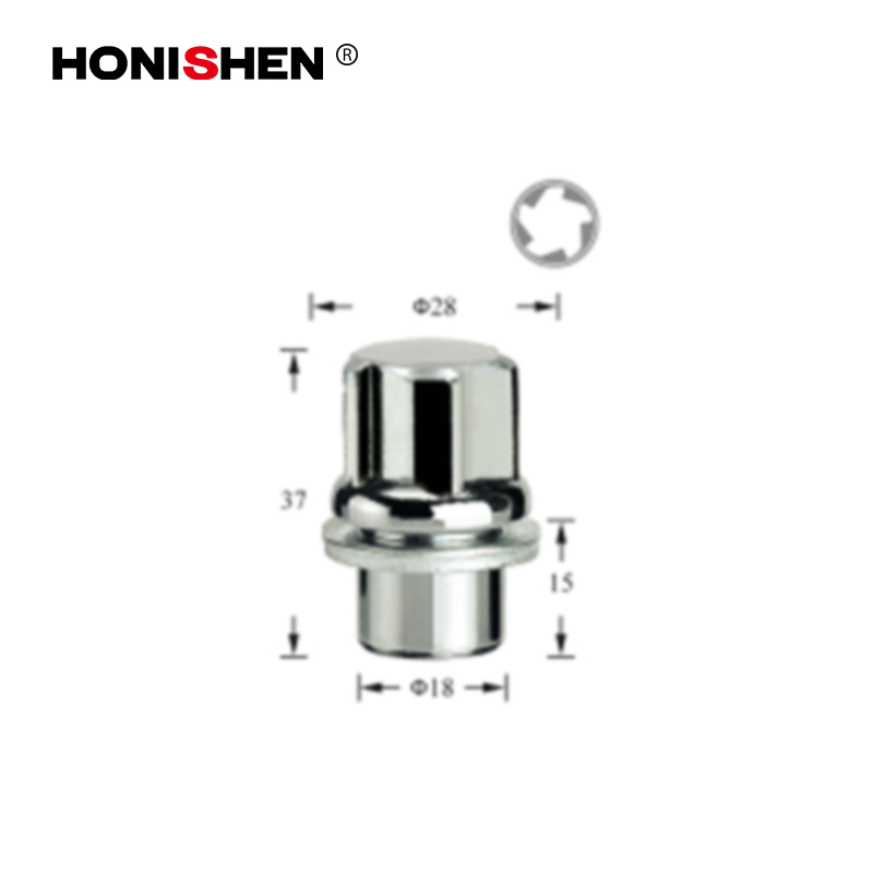 4 Nuts+1 Key 1.46" Mag Locking Lug Nuts Set w/Washer 47121