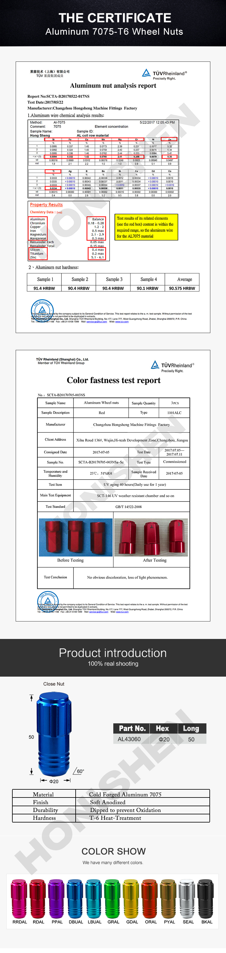 Aluminum Color wheel Lock Nut