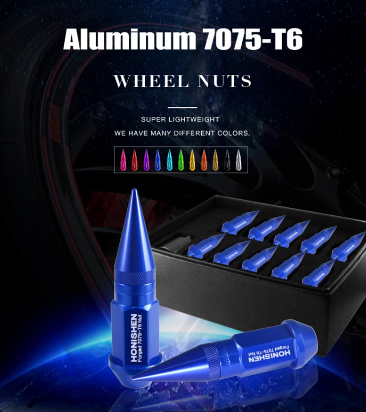 2 Pcs Type M14 Aluminum Conical Seat Bulge Nuts for Trucks