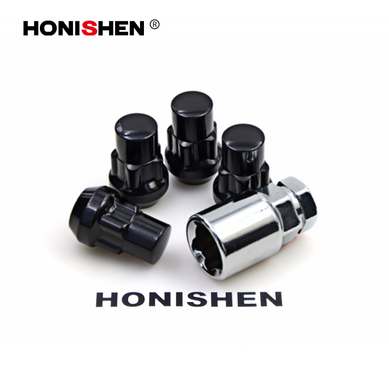 Universal 1.38" Length Black Car Wheel Lug Lock Nut Sets 43001BK