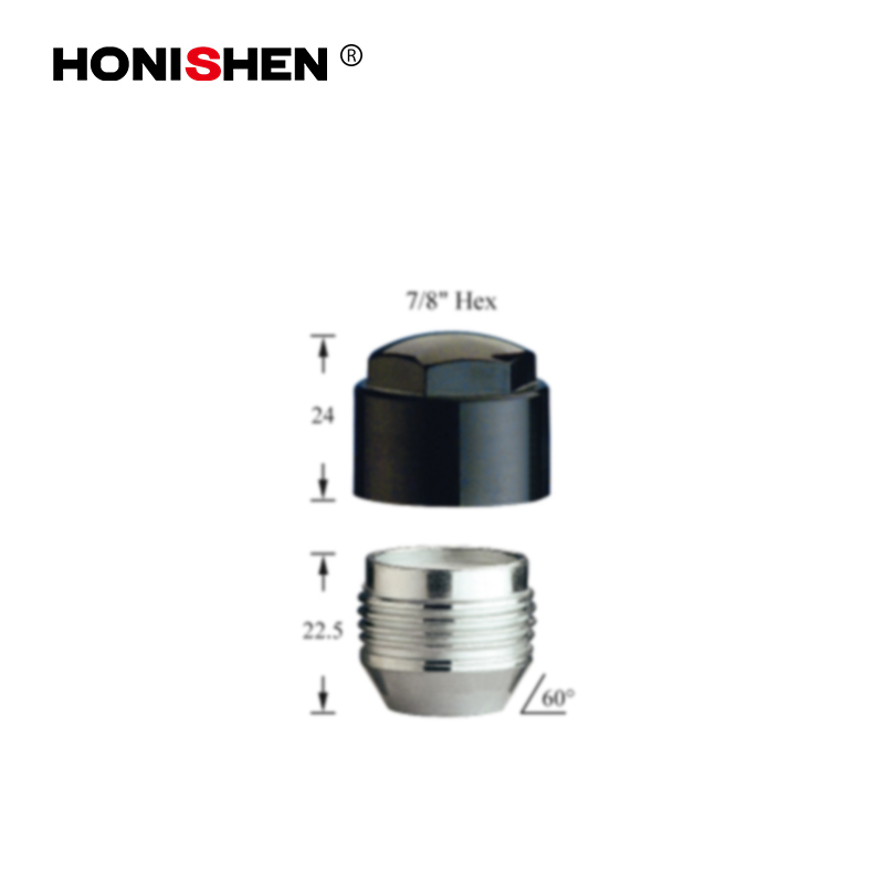 4 Nuts+1 Key 0.89" Open End Best Locking Lug Nuts with Cap 41223ZN