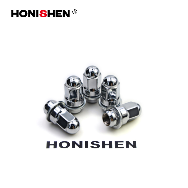 8 Grade 13/16" Hex Dome Mag Lug Nuts w/Washer 17340